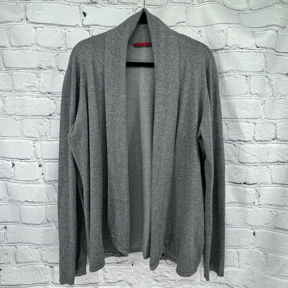 Red Sweater Women's XL Gray Marled Shawl Collar Open Front Cardigan
